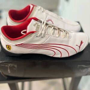 Puma Ferrari White and Red Racing Shoes